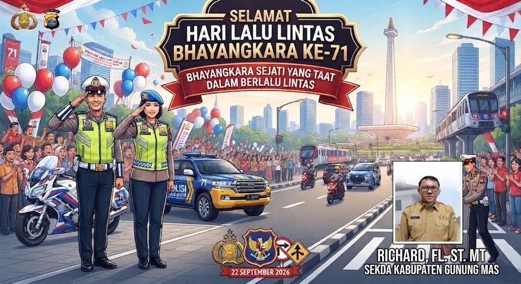 Pemkab Gunung Mas Ucapkan Selamat Hari Lalu Lintas Bhayangkara Ke-71 Bakti Sosial  Untuk Kepedulian Polri Di Tengah Bencana Karhutla