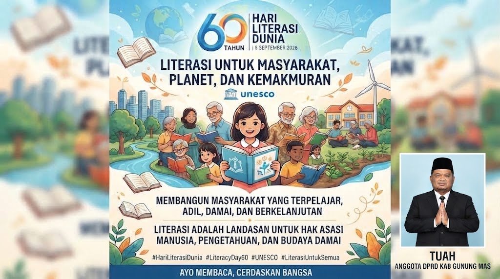 Hari Literasi Dunia ke-60 : Tuah Dorong Generasi Muda Kalteng Tingkatkan Budaya Baca demi Wujudkan Masyarakat Berdaya Saing