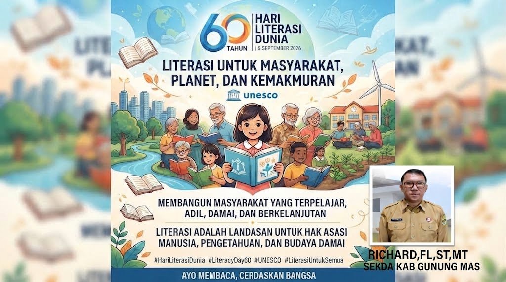 Menyongsong Masa Depan Berkelanjutan: Sekda Gunung Mas Ajak Generasi Muda Kalteng Perkuat Budaya Literasi di Hari Literasi Dunia ke-60