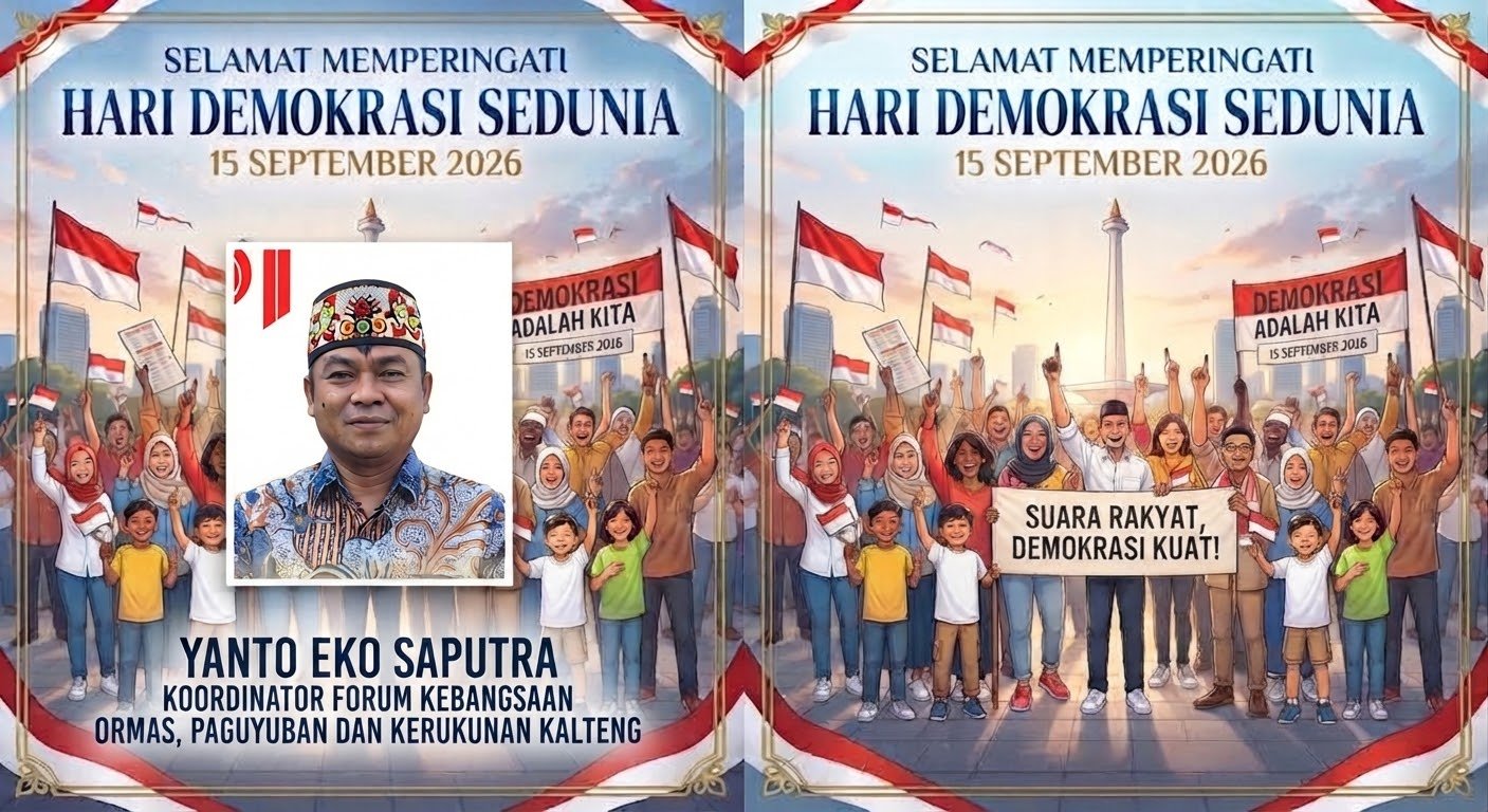 Koordinator Forum Kebangsaan Organisasi Kemasyarakatan (Ormas), Paguyuban, dan Kerukunan Kalimantan Tengah, Yanto Eko Saputra : “Refleksi Hari Demokrasi Internasional 15 September 2026 Dari Bumi Tambun Bungai“