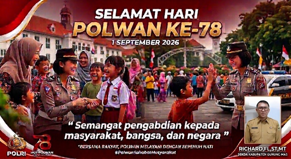 Sekda Gunung Mas Richard F. L. Mengucapkan Selamat Hari Jadi Polwan ke-78: Perkuat Pengabdian dan Edukasi Hukum bagi Masyarakat