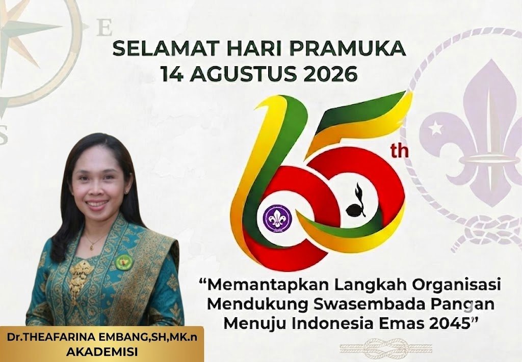 "Tangguh dan Pantang Menyerah”.Dr. Theafarina Embang Sebut Semangat Seorang Pramuka Patut Dijadikan Contoh Untuk Tujuan Kesejahteran Masyarakat “ Selamat Peringatan Hari Pramuka ke 65 Tanggal 14 Agustus 2026”